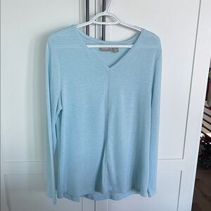 Chico's Soft Blue Long Sleeve V-Neck Top